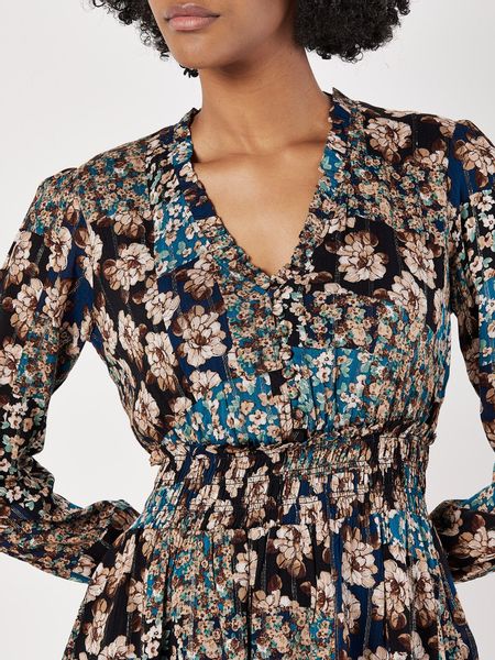 Apricot Druckkleid gemustertes Minikleid, mit Smokdetails günstig online kaufen