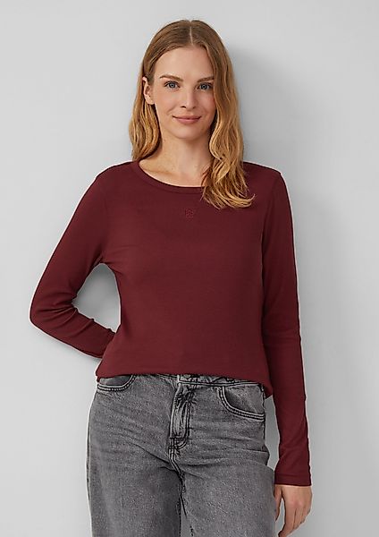 s.Oliver Langarmshirt Ripp-Langarmshirt mit Stickerei günstig online kaufen