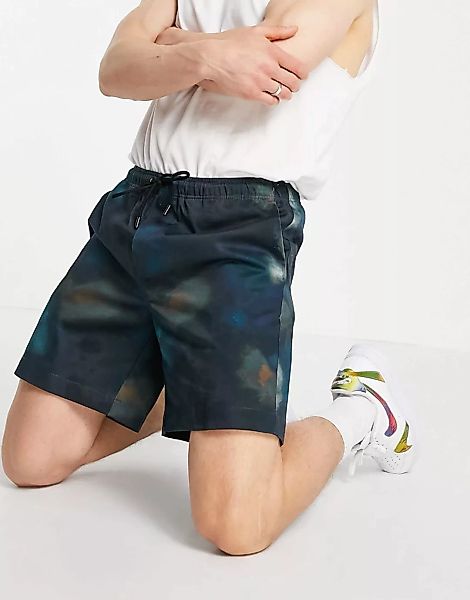 Pull&Bear – Shorts in Blau mit Muster, Kombiteil günstig online kaufen