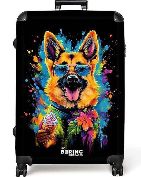 NoBoringSuitcases.com© Hartschalen-Trolley Sommerhund mit buntem Graffiti günstig online kaufen