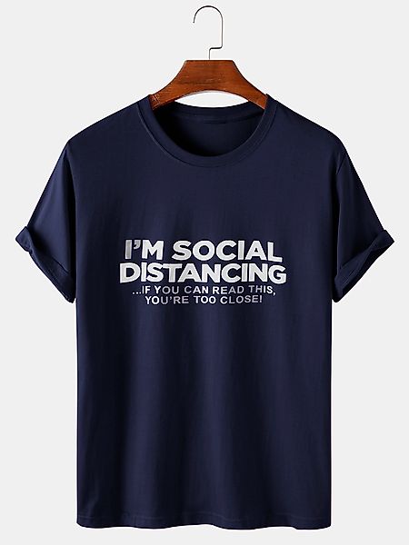 Herren Slogan Print einfarbig dünne und atmungsaktive lässige O-Neck T-Shir günstig online kaufen