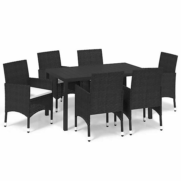 vidaXL 7-tlg Garten-Essgruppe mit Kissen Poly Rattan Schwarz Modell 9 günstig online kaufen