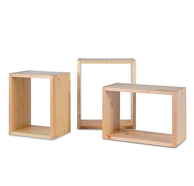 Homestyle4u Wandregal Regal 3er Set Hängeregal Holzregal Holz Natur günstig online kaufen