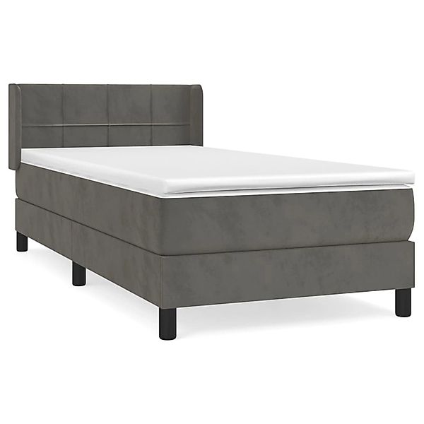 vidaXL Boxspringbett mit Matratze Dunkelgrau 90x200 cm Samt1399398 günstig online kaufen