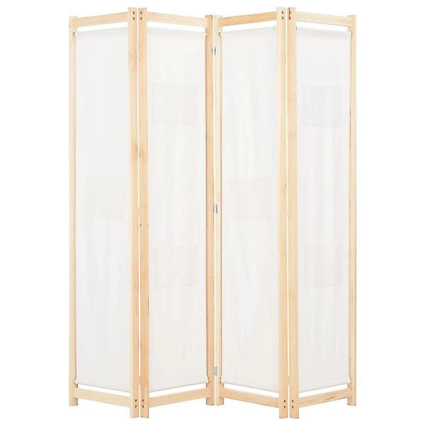 VidaXL 4-teiliger Raumteiler Cremeweiß 160 x 170 x 4 cm Stoff günstig online kaufen