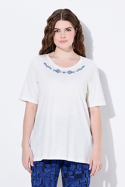 Ulla Popken T-Shirt T-Shirt Stickerei Rundhals günstig online kaufen