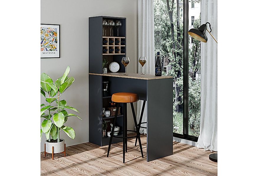 Roomart Bartisch Dublin Hausbar – Stehtisch mit Weinregal & Stauraum, 4 Far günstig online kaufen