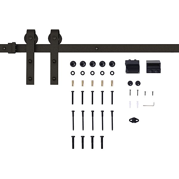 HOMCOM Schiebetüren-Beschlagsatz 200 cm Komplett-Set mit Schienen, Rollen, günstig online kaufen