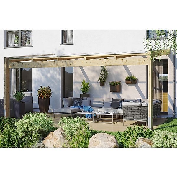 Skan Holz Terrassenüberdachung Novara 557 cm x 259 cm unbehandelt günstig online kaufen