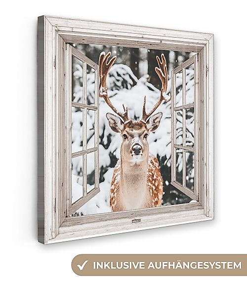 OneMillionCanvasses® Leinwandbild Durchgucken - Hirsch - günstig online kaufen