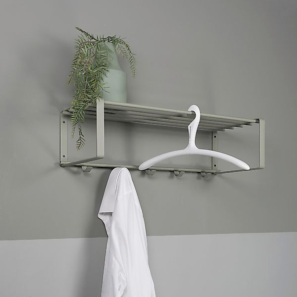 Spinder Design Garderobenleiste "REX" Wandgarderobe aus Stahl mit Hutablage günstig online kaufen