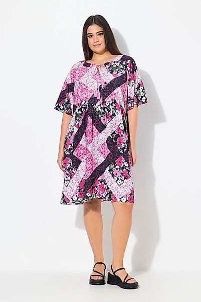 Ulla Popken Jerseykleid Kleid A-Linie Tunika-Ausschnitt günstig online kaufen