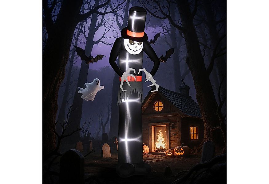 Outsunny LED-Dekofigur LED-Lichter (Grusel-Geist mit Zylinder, 1 St., Aufbl günstig online kaufen