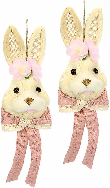 I.GE.A. Osterhase "Bast-Hasenkopf mit Blume und Schleife, Frühlingsdeko", O günstig online kaufen