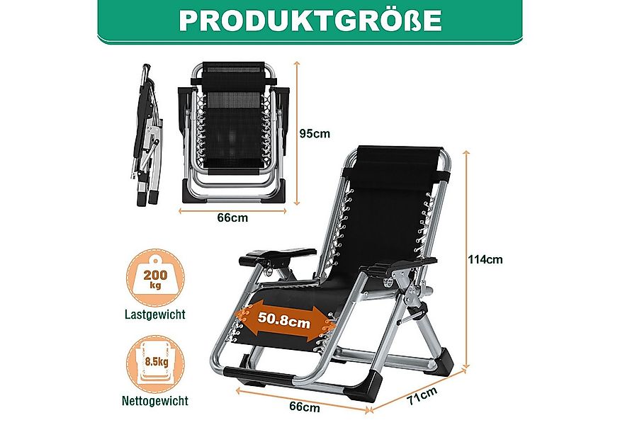 Meulbaty Klappstuhl 200KG Belastbar Klappbar Liegestuhl mit Auflage, Sitzen günstig online kaufen