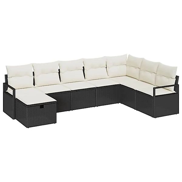 vidaXL Sofa Set mit Kissen 8-Tlg Schwarz und Creme Poly-Rattan 3359226 günstig online kaufen