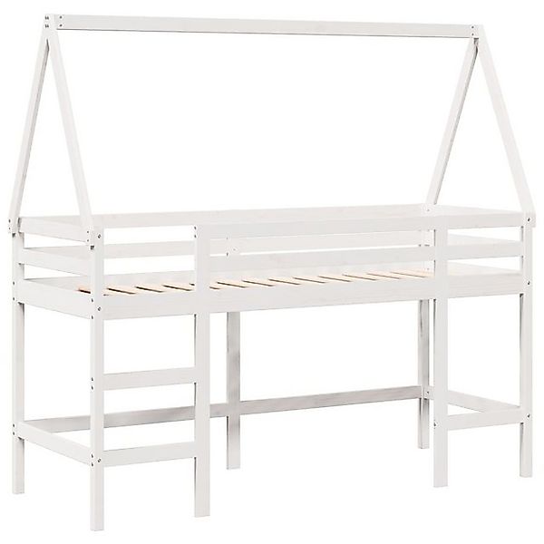 vidaXL Bett Hochbett mit Leiter und Dach Weiß 80x200 cm Massivholz Kiefer günstig online kaufen