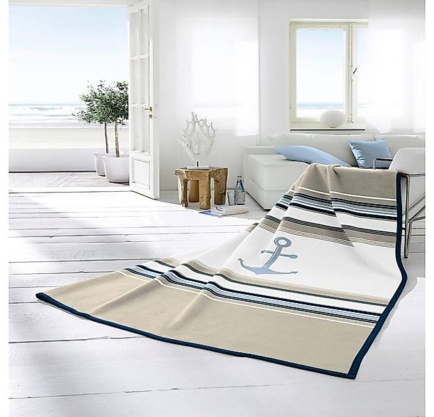 Wolldecke Wohndecke Soft Cotton Anker 150 x 200 cm, Biederlack günstig online kaufen