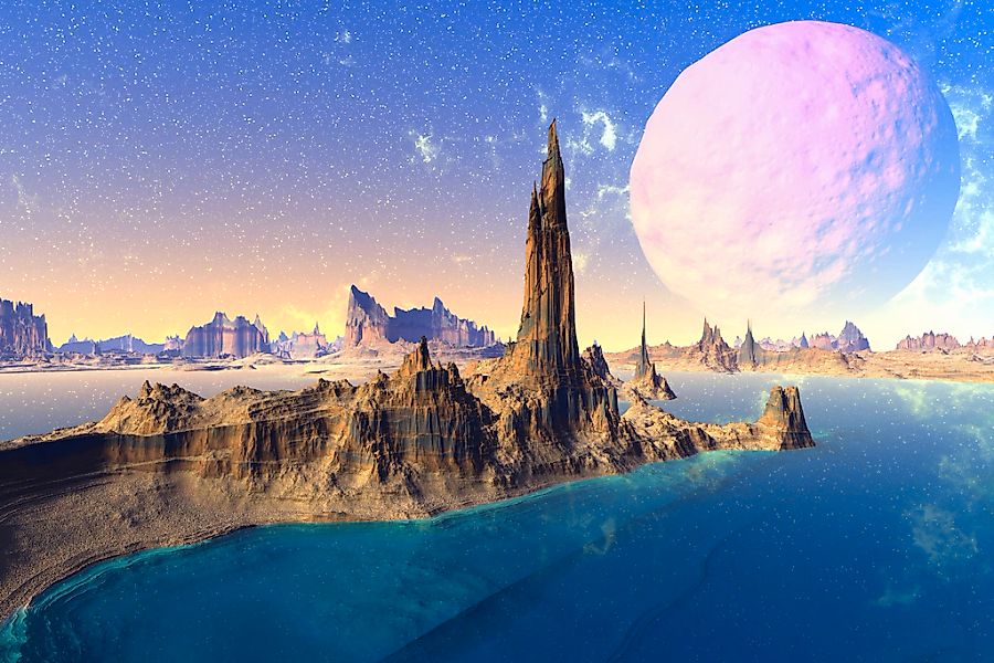Papermoon Fototapete "PLANETEN-FUTURISTISCH WELTRAUM MOND GALAXIE UNIVERSUM günstig online kaufen
