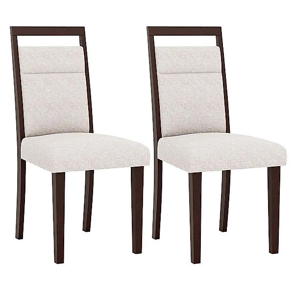 Costway Esszimmerstühle 2er Set Küchenstuhl Holz Modern Beige günstig online kaufen