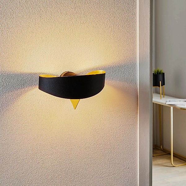 Schwarz-goldene Designer-Wandleuchte Scudo günstig online kaufen