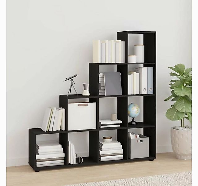 vidaXL Bücherregal Treppenregal Schwarz 142 cm Spanplatte Bücherregal Aufbe günstig online kaufen