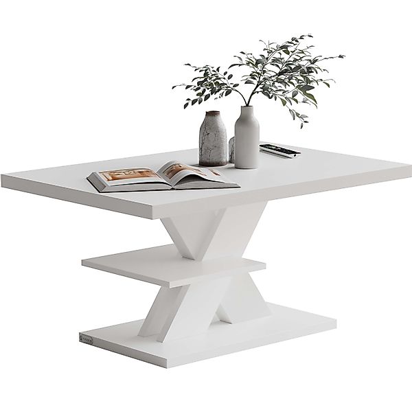 Casaria Couchtisch Detroit, Holz 2 Ablagen 90x60cm Modern Eckig Kratzfest G günstig online kaufen