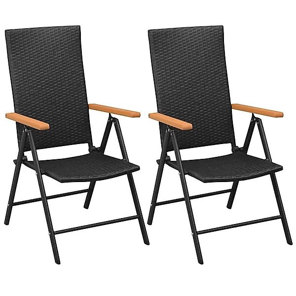 vidaXL Stapelbare Gartenstühle 2 Stk Poly Rattan Schwarz 42798 günstig online kaufen