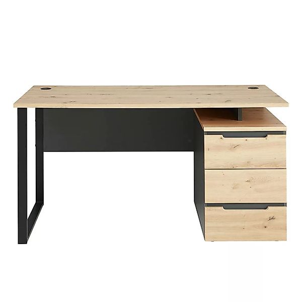 Schreibtisch mit 3 Schubladen und 2 Fächern, graphit mit Eiche, MANRESA-36 günstig online kaufen