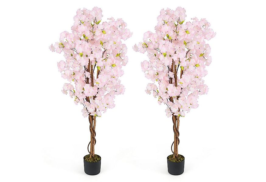 Kunstpflanze Kirschbäume, KOMFOTTEU, Blumenpflanze mit natürlichem Holzstam günstig online kaufen
