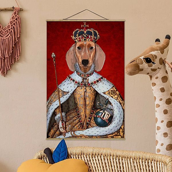 Stoffbild Tiere mit Posterleisten - Hochformat Tierportrait - Dackelkönigin günstig online kaufen