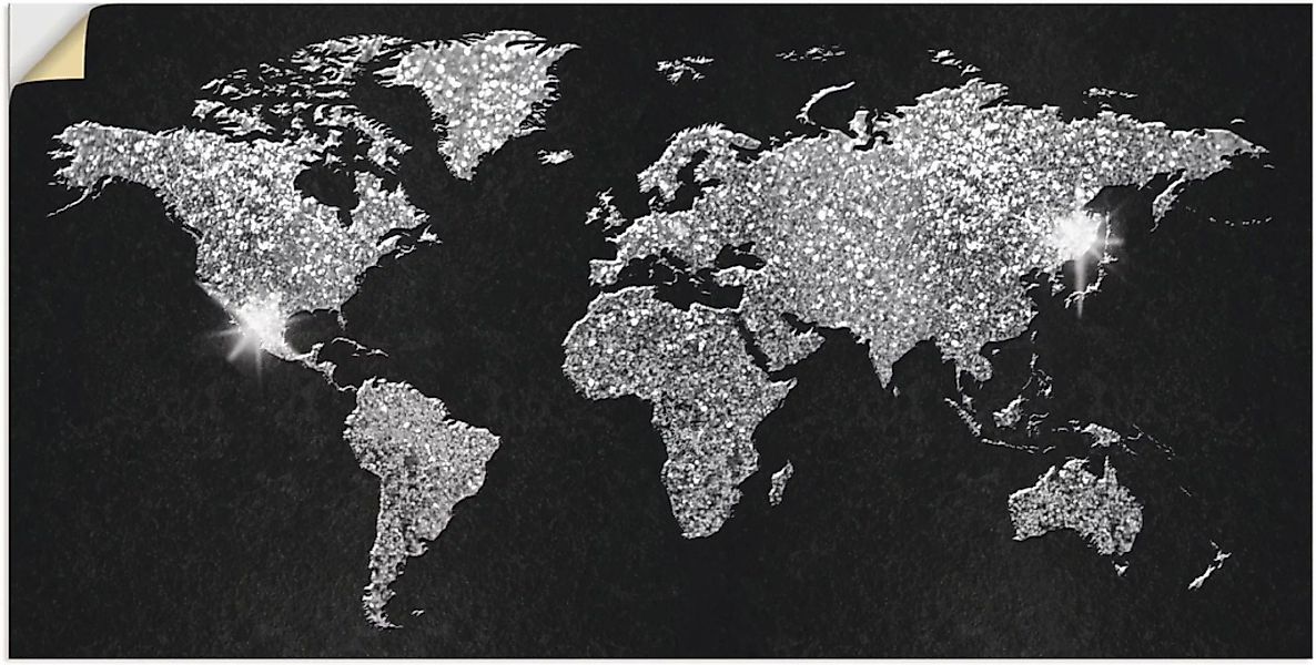 Artland Wandbild "Weltkarte Glitzer", Land- & Weltkarten, (1 St.) günstig online kaufen