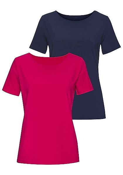 LASCANA T-Shirt "mit Rundhals-Ausschnitt", (2er-Pack), aus elastischer Baum günstig online kaufen