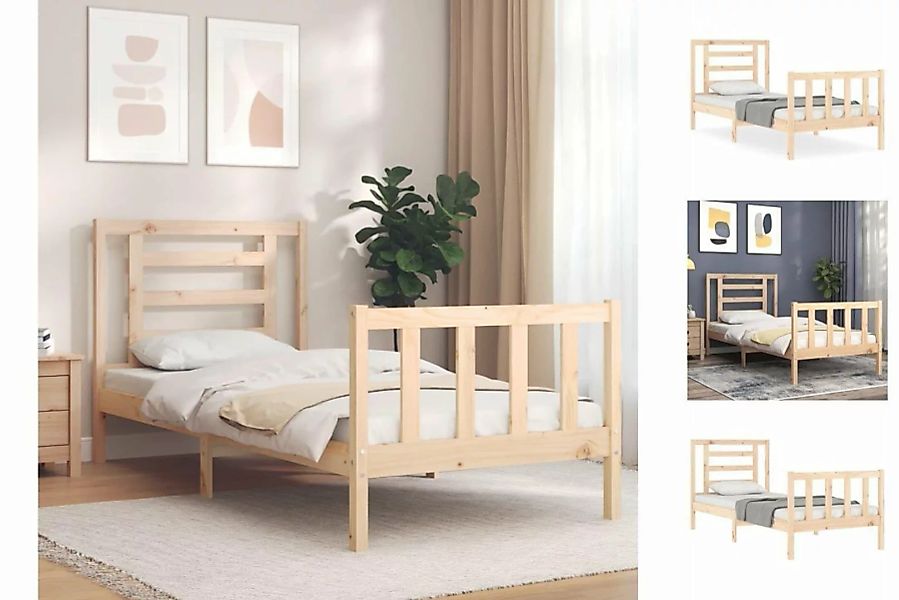 vidaXL Bettgestell Massivholzbett mit Kopfteil 90x200 cm Bett Bettgestell günstig online kaufen