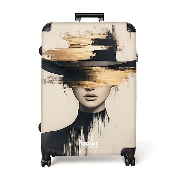 NoBoringSuitcases.com© Hartschalen-Trolley Frau mit schwarzem Hut günstig online kaufen