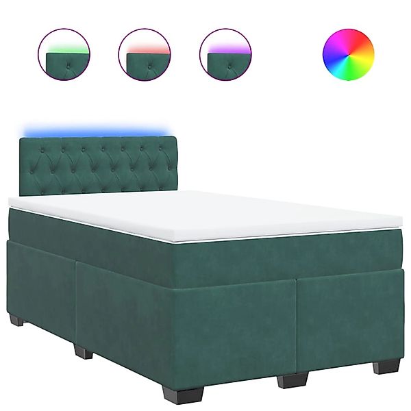 vidaXL Boxspringbett mit Matratze Dunkelgrün 120x200 cm Samt 3288591 günstig online kaufen