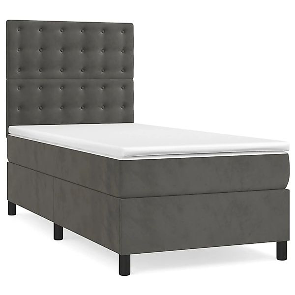 vidaXL Boxspringbett mit Matratze & LED Dunkelgrau 90x190 cm Samt 3136336 günstig online kaufen