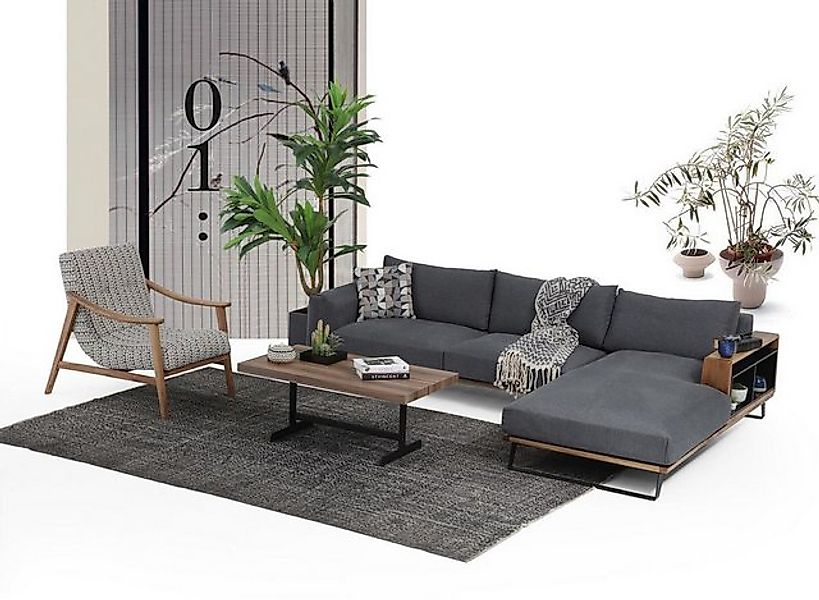 JVmoebel Ecksofa Ecksofa L-Form Sofa Grau Modern Stoff Design Wohnzimmer Po günstig online kaufen