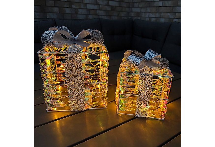 Online-Fuchs LED Dekoobjekt 2 Geschenke mit LED-Lichterkette und Folieneffe günstig online kaufen