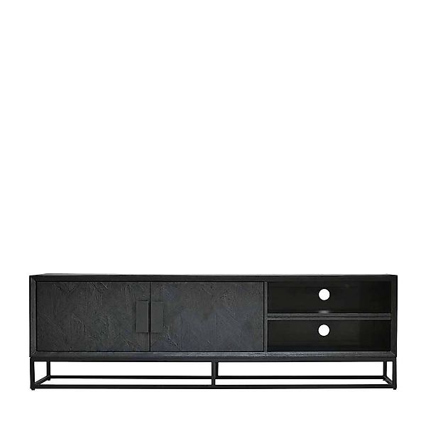 Phonoschrank schwarz modern aus Mangobaum Massivholz Metall günstig online kaufen