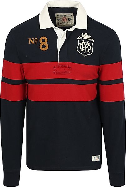 Superdry Rugby-Polo Vintage-Streifen Marineblau/Rot - Größe L günstig online kaufen