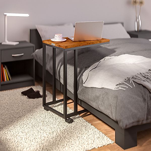 Beistelltisch 2er-Set Schwarz 50x35x65/70cm mit Rollen günstig online kaufen