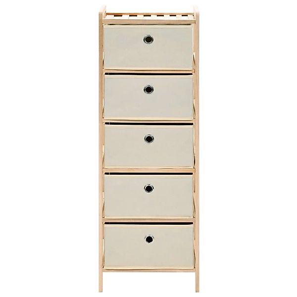 vidaXL Sideboard Kommode Korb Kommode mit 5 Stoffkörben Zedernholz Beige günstig online kaufen