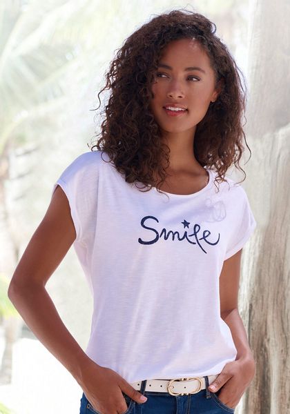 Beachtime T-Shirt "mit Frontdruck "Smile"" aus weicher Baumwoll-Qualität günstig online kaufen