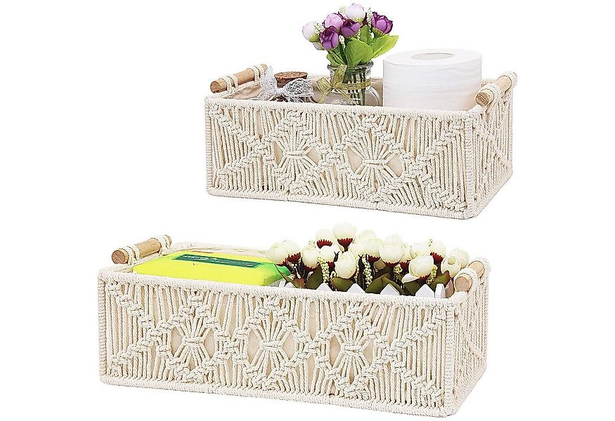 HEYHIPPO Aufbewahrungsbox 2er-Set Aufbewahrungskörbe Boho, handgeflochten m günstig online kaufen