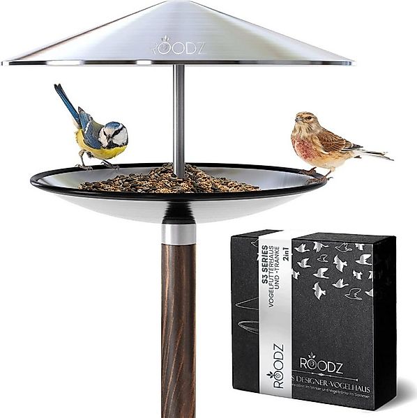 Roodz Vogelhaus 2-in-1 Vogelhaus und Vogeltränke mit Ständer aus rostfreiem günstig online kaufen