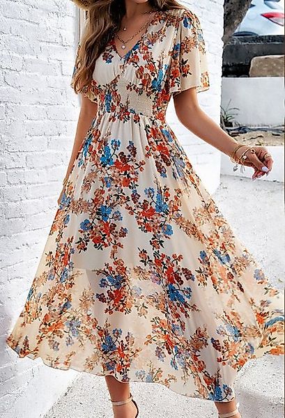 LOVGCCN Sommerkleid Temperamentvoll bedrucktes tailliertes Kleid mit kurzen günstig online kaufen