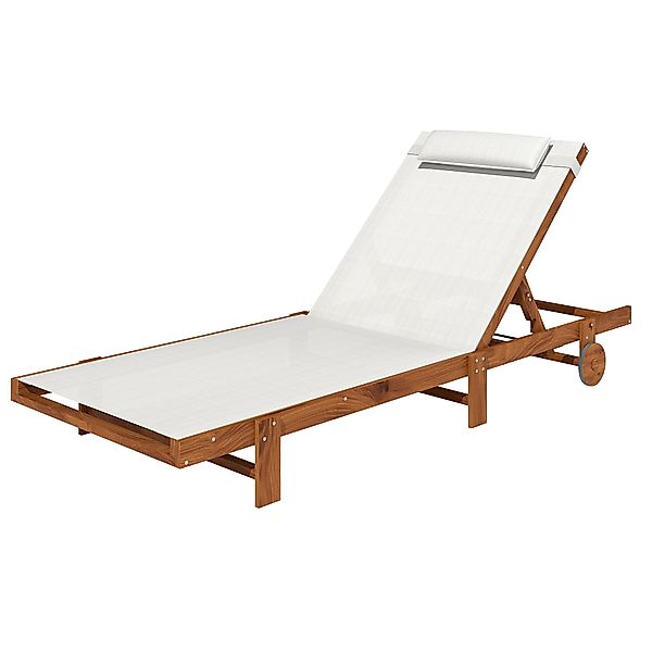 Outsunny Sonnenliege aus Holz mit Rollen, verstellbarer Rückenlehne in 4 Po günstig online kaufen