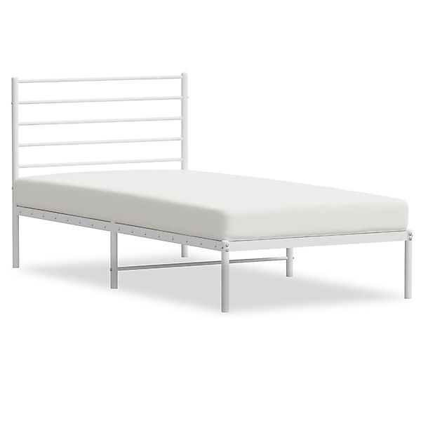 vidaXL Bettgestell, Bettrahmen mit Kopfteil Metall Weiß 100x200 cm günstig online kaufen