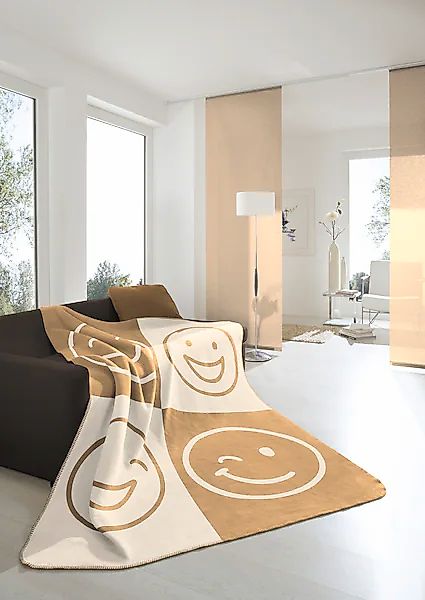 Biederlack Wohndecke »Emoji«, mit Velourband günstig online kaufen